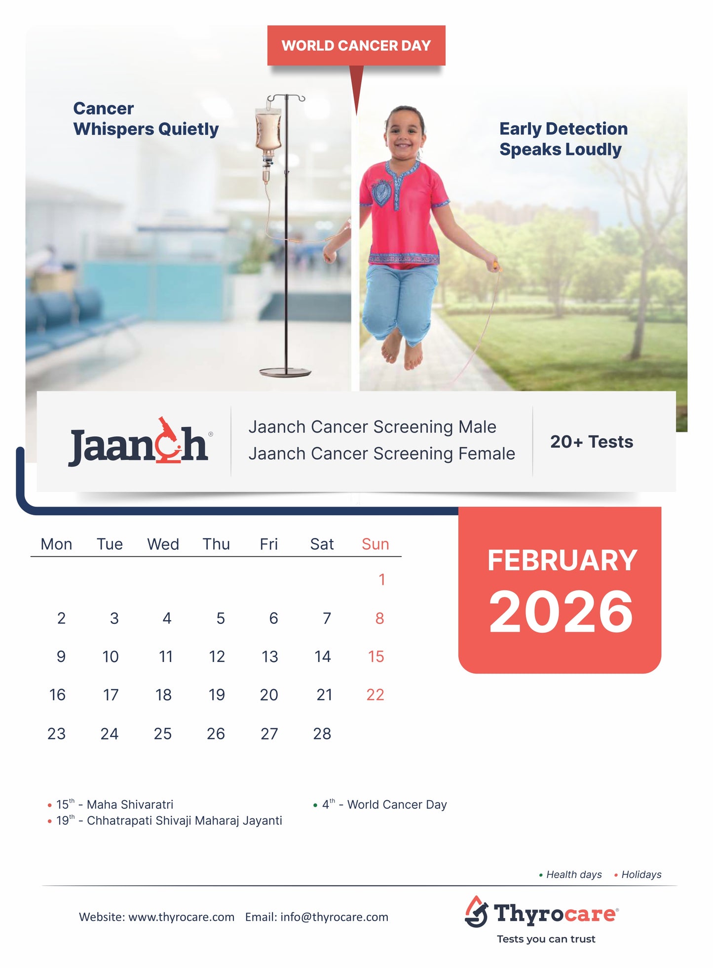 Thyrocare Calendar 2026