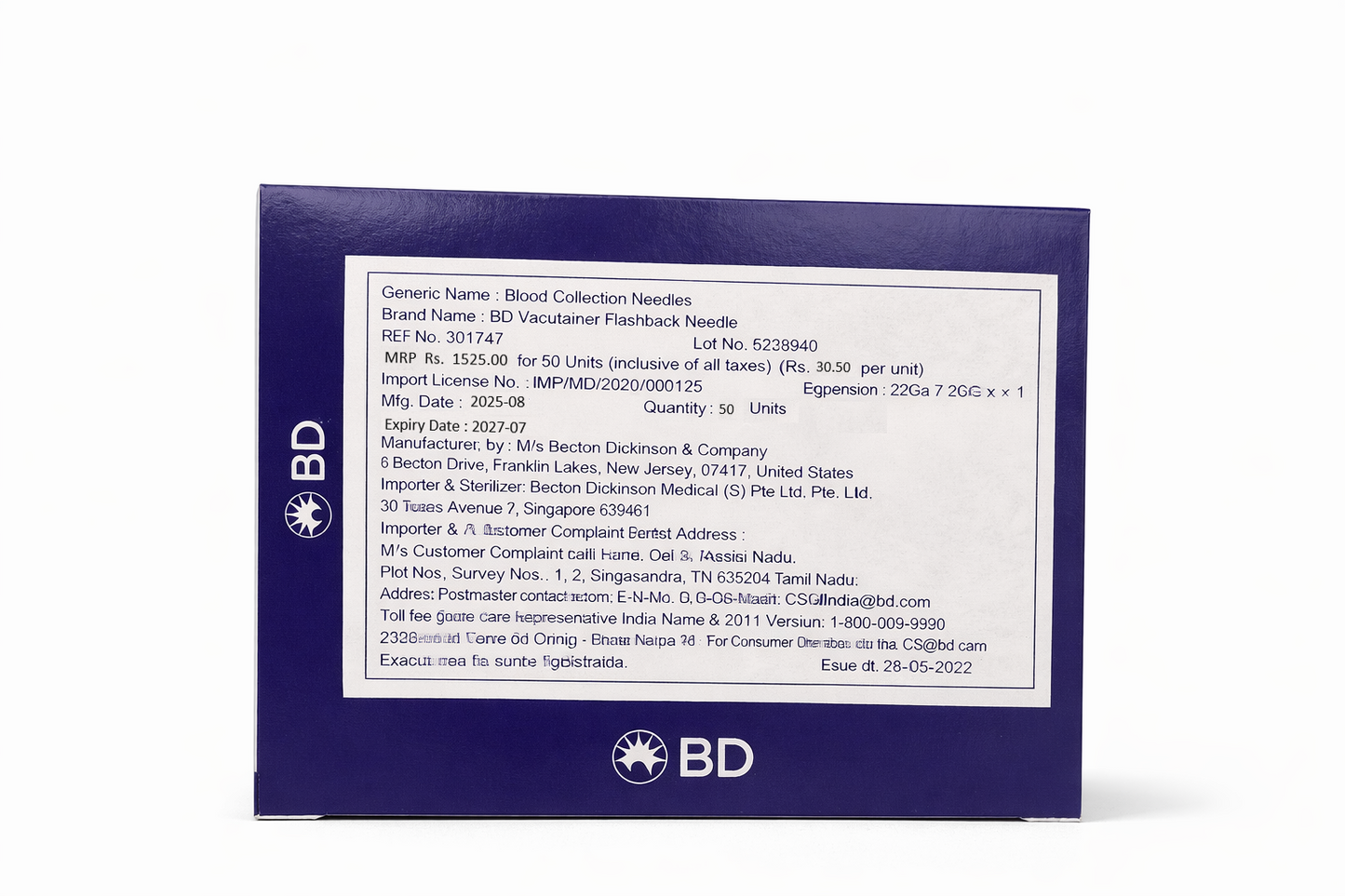 BD Vacutainer Flashback Needle 22G