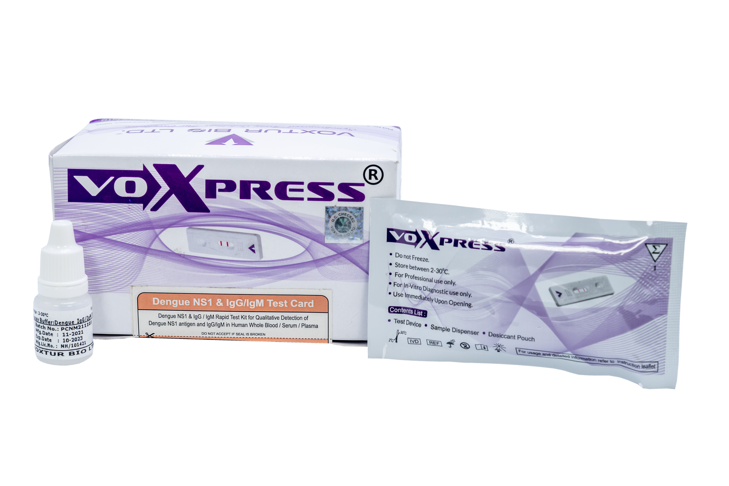 Dengue NS1/IgG/IgM Antigen/Antibody Kit (Voxtur)