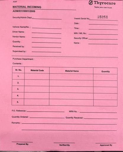 Material Incoming Booklet